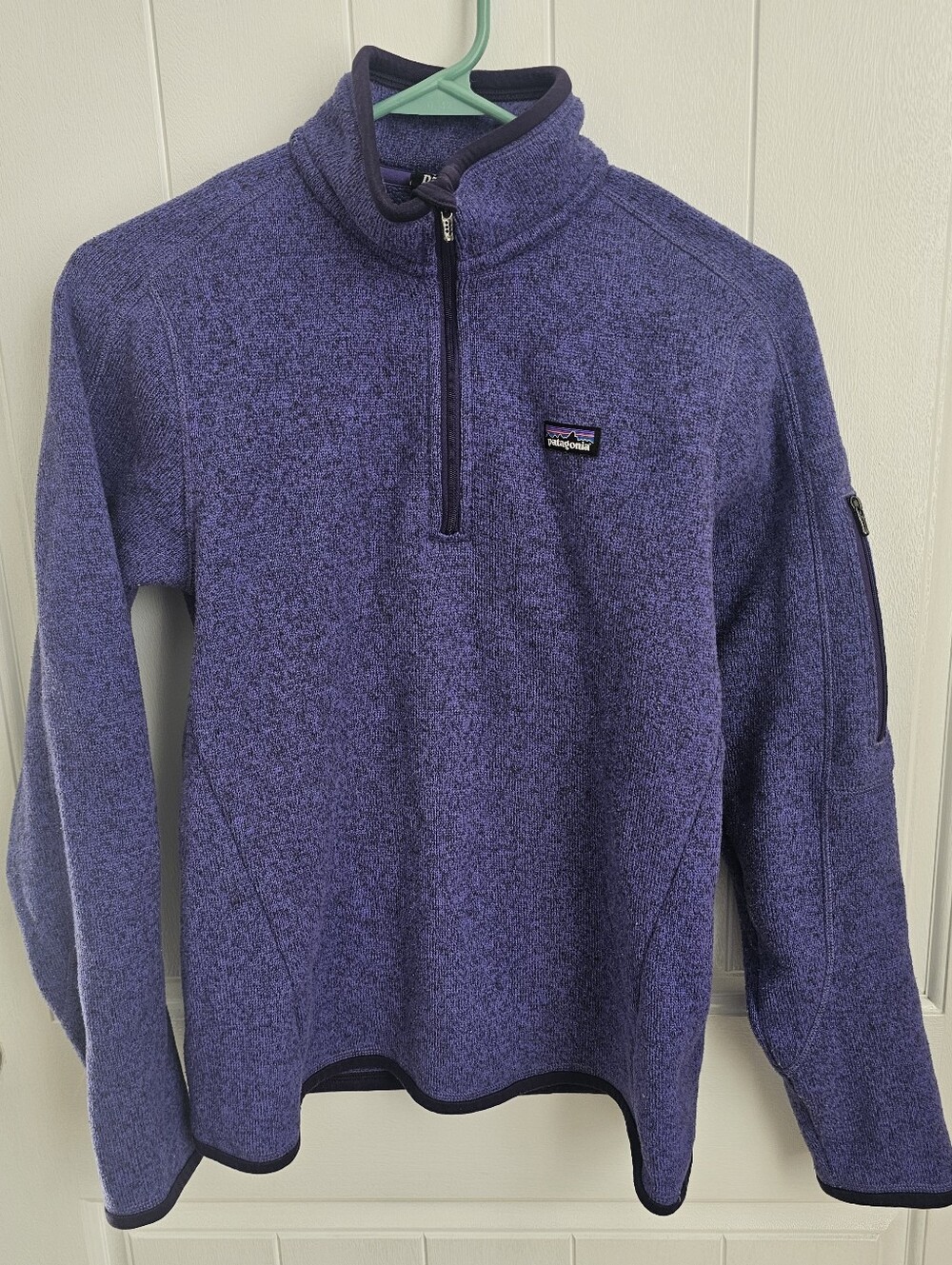 PATAGONIA Womens Better Sweater 1/4 Zip Purple Fleece Jacket, Coat